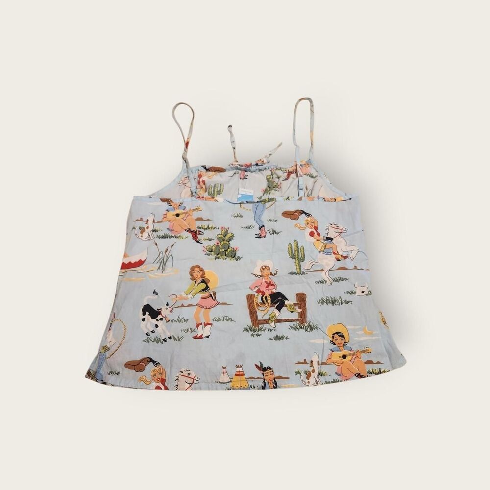 Vintage Y2k Nick and Nora retro 50s vibe graphic print empire waist camisole - Picture 2 of 4